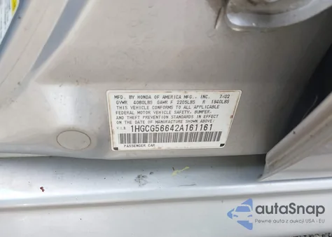 2002 Honda Accord 2.3 Ex from USA, damaged, VIN 1HGCG56642A161161